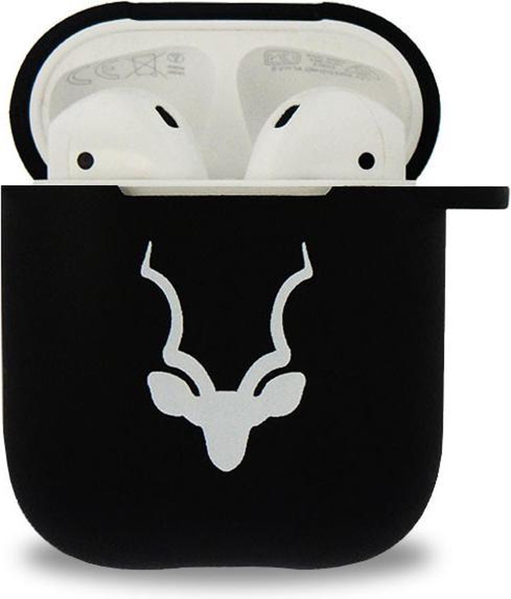 Kudu AirPods beschermhoes - AirPods 2 Case - Zwart - Krasvrij - Soft TPU - Inclusief schoonmaak set & sleutelring