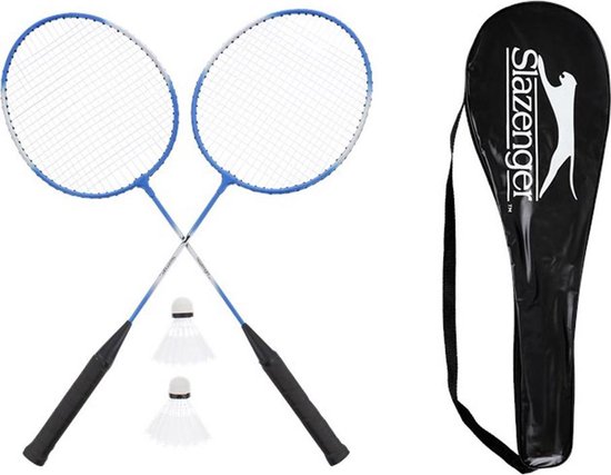 Set de badminton Slazenger 4 personnes - 4 raquettes - 4 navettes - rouge -  noir ou bleu | bol.com