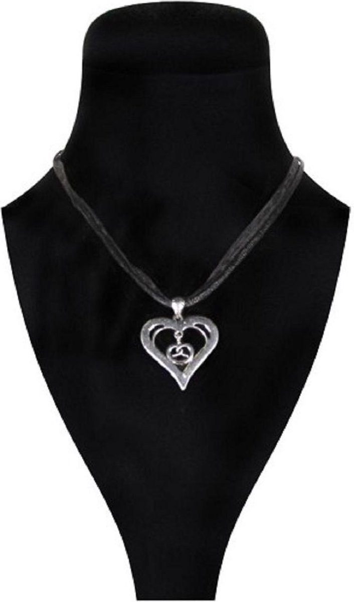 Halsketting tiroler hart met krakeling - strass