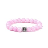 KRALEN ARMBAND ROZE KWARTS MET UIL BEDELTJE