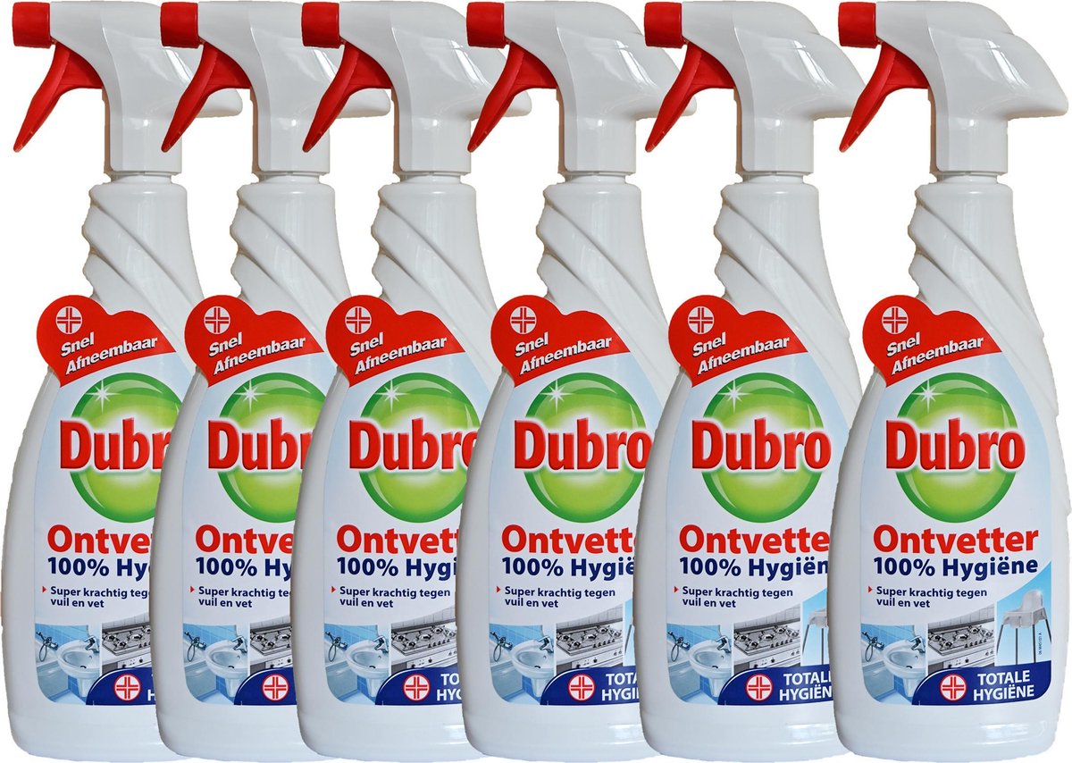 6 x Dubro ontvetter spray 100% hygiëne - Super krachtig tegen vuil en vet