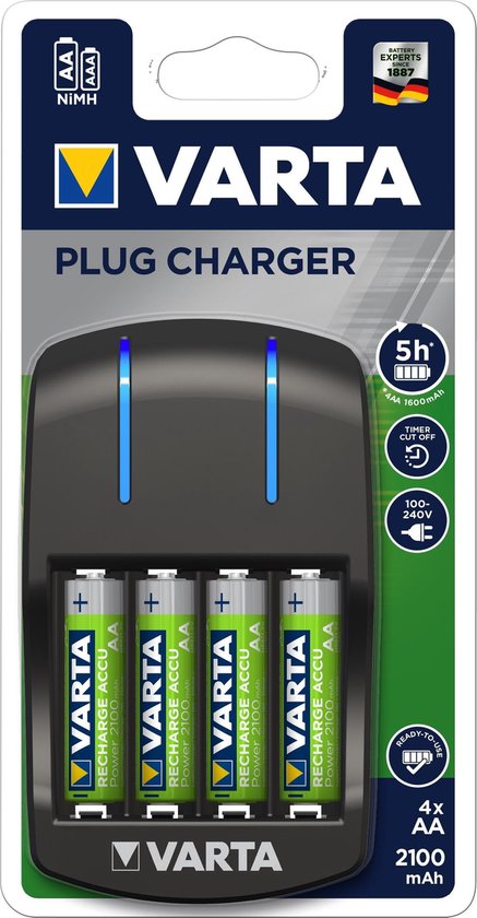 Varta - Chargeur de batterie Varta Plug avec LED- Siècle des Lumières + 4  Piles AA... | bol