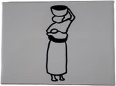 Jacqui's Arts & Designs - handbeschilderd tegel - keramische tegel - zwart - wit - koper accent - vrouw - baby