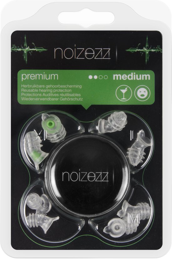 Noizezz - Green Medium - Gehoorbescherming met demping tot 24 dB - Groen - Oordoppen - 4 maten