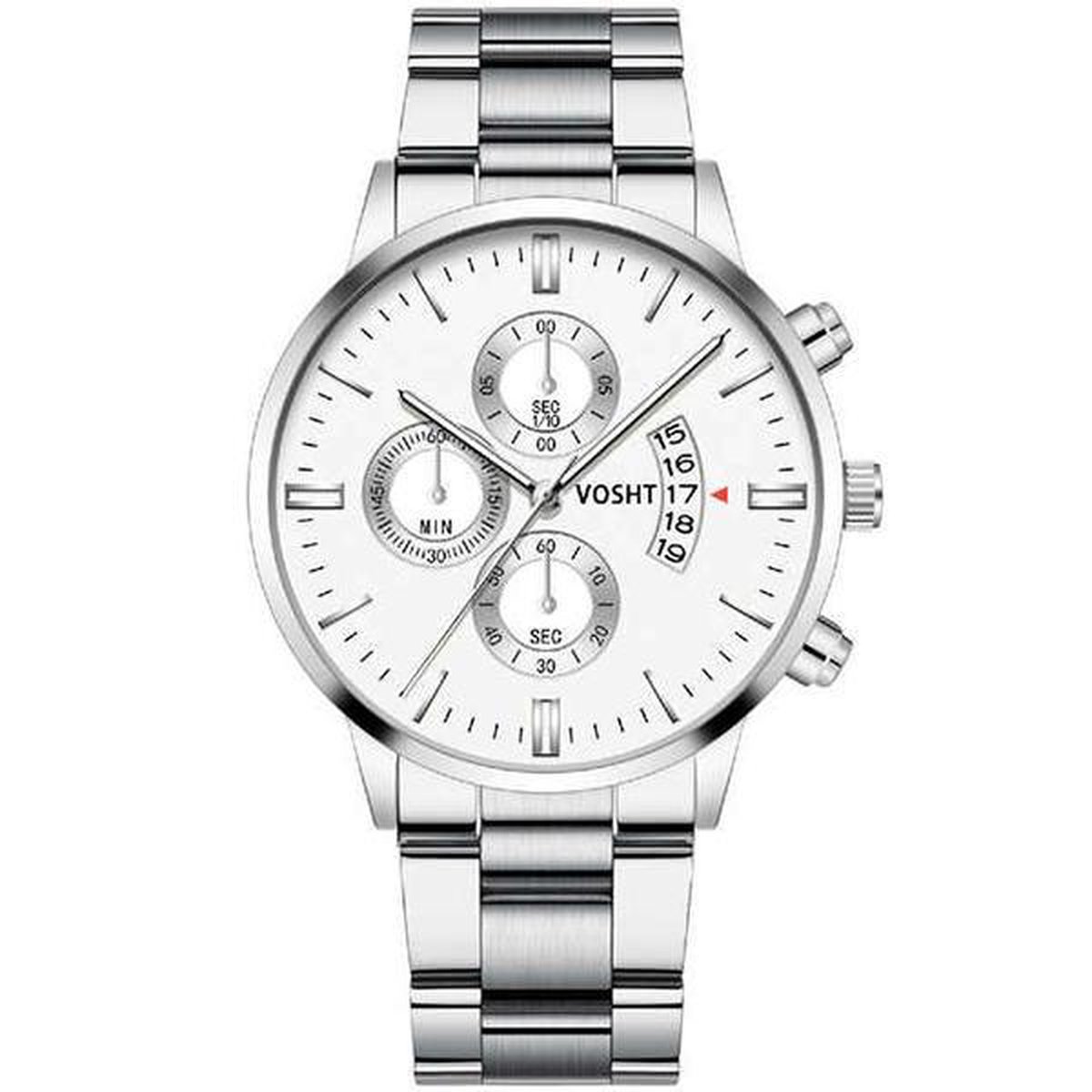 Vosht Silver White Steel - Heren Horloge - Staal - Zilverkleurig