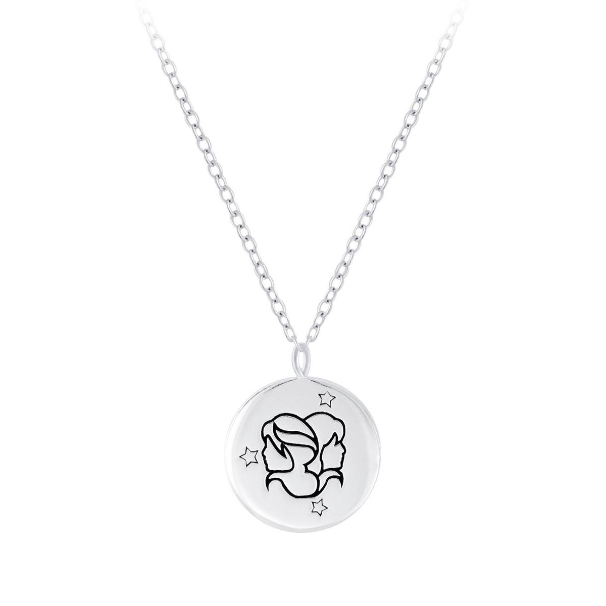 Joy|S - Zilveren sterrenbeeld Gemini Tweeling(en) hanger met ketting