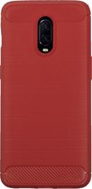 BMAX Carbon soft case hoesje voor OnePlus 6T / Soft cover / Telefoonhoesje / Beschermhoesje / Telefoonbescherming - Rood