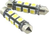 C5W autolamp 2 stuks | LED festoon 43mm | 12-SMD daglichtwit 6000K | 12 Volt - 3W