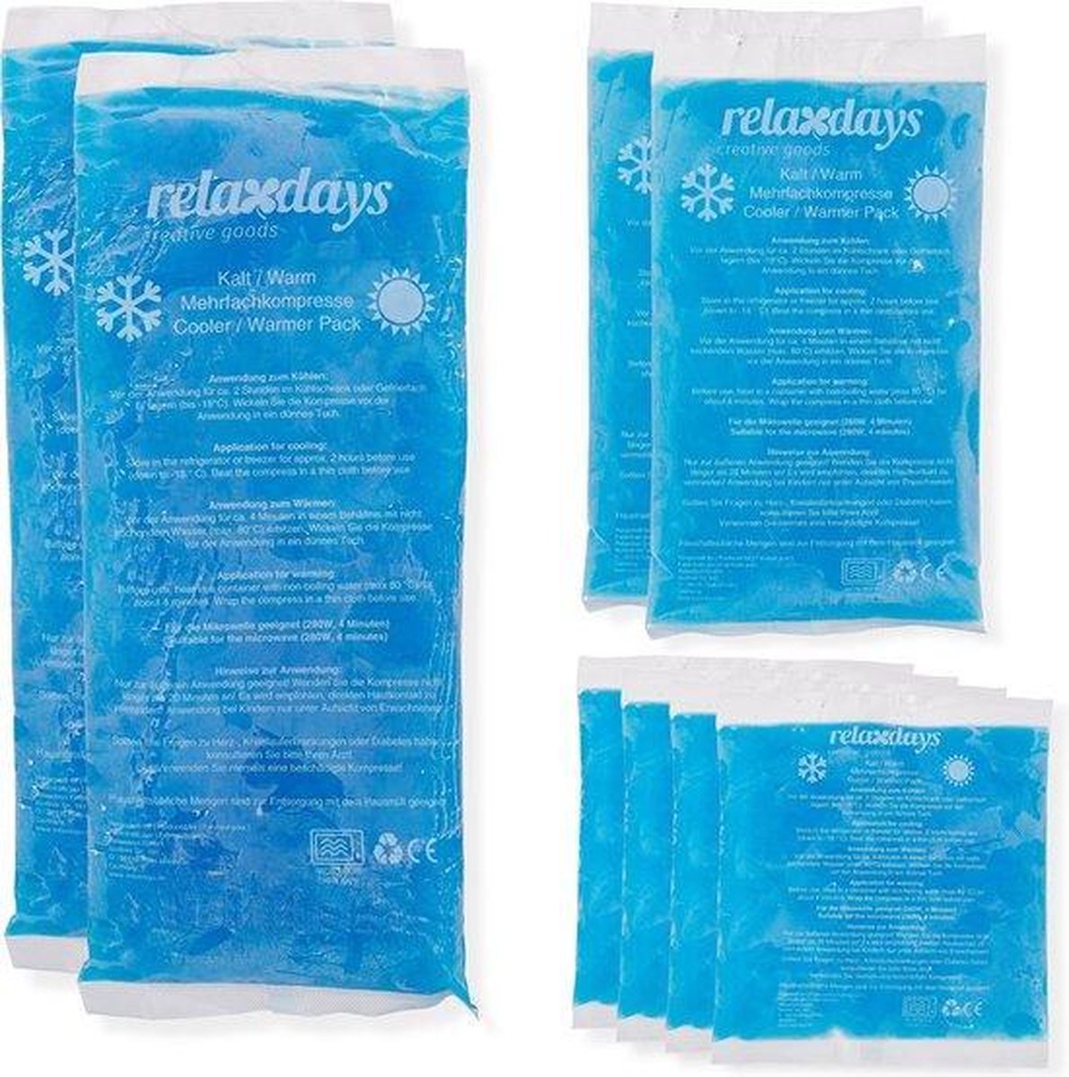 relaxdays hot cold pack - koud warm kompres - gel pack - cold pack - hot pack - set van 8