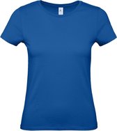 Set van 2x stuks blauw basic t-shirts met ronde hals voor dames - katoen - 145 grams - blauwe shirts / kleding, maat: L (40)