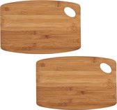 2x Rechthoekige bamboe houten snijplanken met oog 34 cm - Zeller - Keukenbenodigdheden - Kookbenodigdheden - Snijplanken/serveerplanken - Houten serveerborden - Snijplanken van hout
