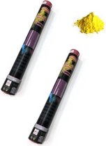 Set van 2x stuks kleurenpoeder shooters/kannonnen geel 40 cm