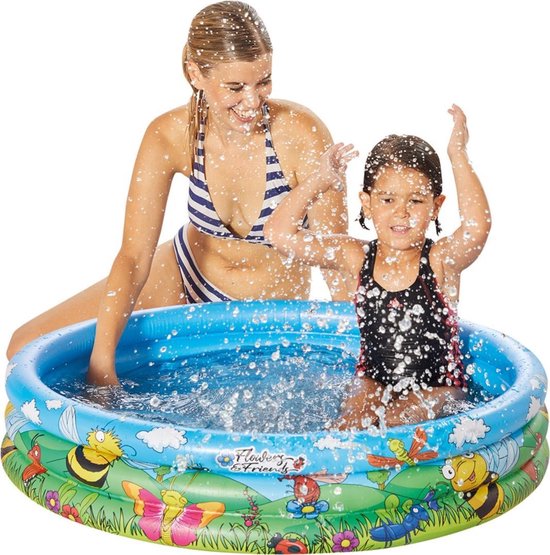Wrijven Embryo Jood Blauw/bloemen opblaasbaar zwembad baby badje 100 x 23 cm speelgoed - Rond  zwembadje -... | bol.com