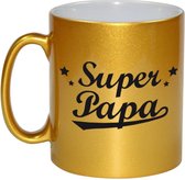 Super papa tekst cadeau mok / beker - goudkleurig - Vaderdag - 330 ml