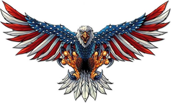 Drapeau Américain Eagle Spread Wings Enseigne En Métal De Calibre Lourd 106 X 64 Cm