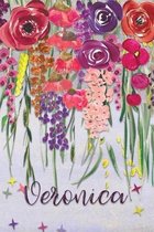 Veronica: Personalized Lined Journal - Colorful Floral Waterfall (Customized Name Gifts)