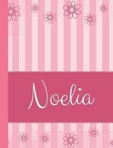 Noelia: Personalized Name College Ruled Notebook Pink Lines and Flowers