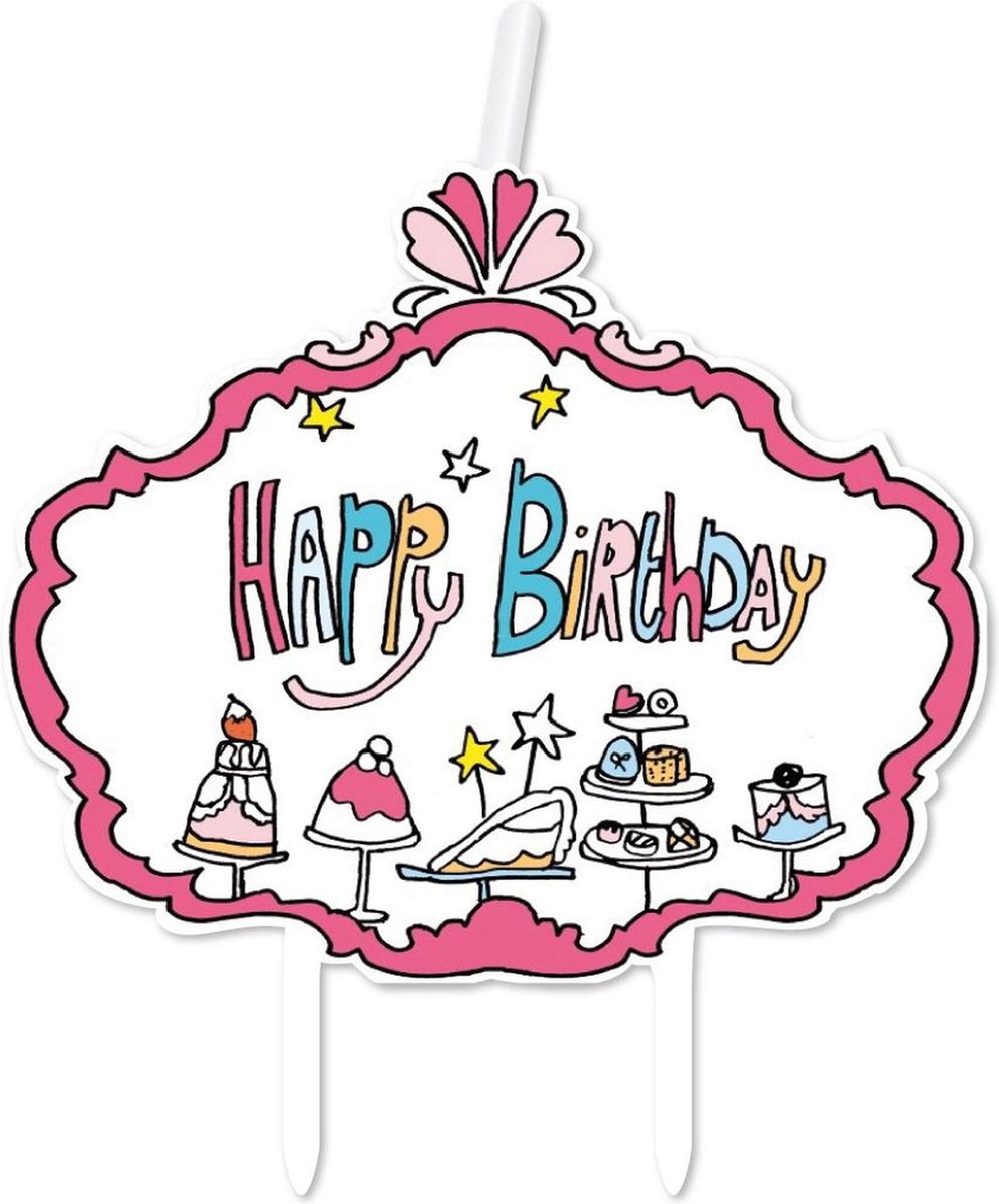 Haza Original Kaarsje Jill 10 X 8 Cm Happy Birthday