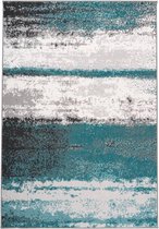 Blauw Grijs vloerkleed - 200x290 cm  -  A-symmetrisch patroon - Modern Modern