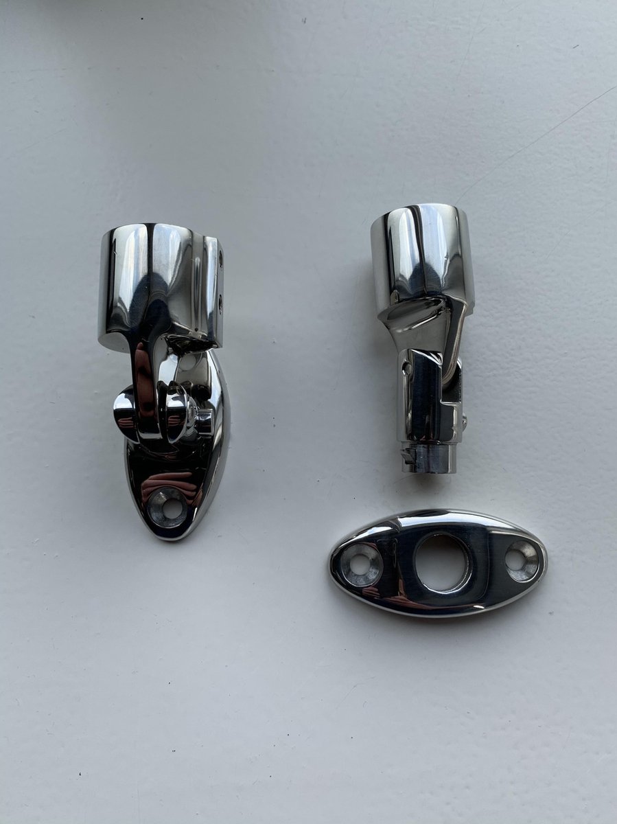2x Dekplaat deluxe met quick release-2x eindstuk deluxe 25mm-Bootkap-Biminitop