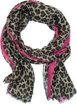 Sjaal Kyran leopard bruintinten met pink