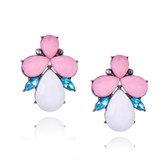 Oorbellen dames | oorstekers dames | elegante oorbellen | oorbellen roze blauw wit | cadeau voor vrouw |