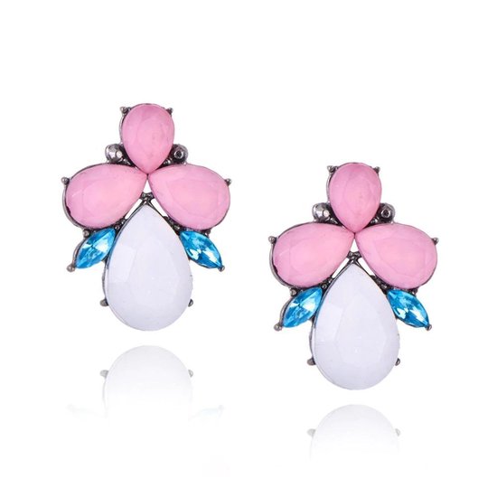 Oorbellen dames | oorstekers dames | elegante oorbellen | oorbellen roze blauw wit | cadeau voor vrouw | black friday 2023 | sinterklaas | kerstcadeau voor vrouw