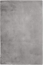 Handgeweven, zacht en effen vloerkleed Cha Cha - zilver - 80x150 cm
