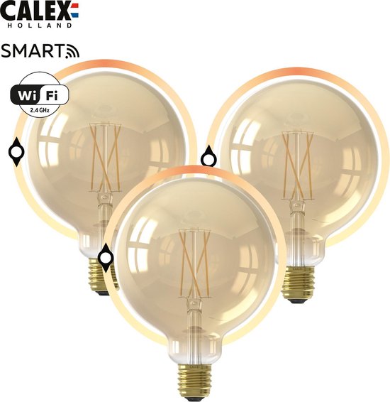 bol com calex smart home slimme wifi globe filament lamp goudkleurig set van 3