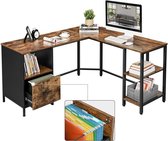 MIRA Home Hoekbureau - L-vormige werktafel - Multifunctioneel - Industrieel - Vintage - 137x150x75