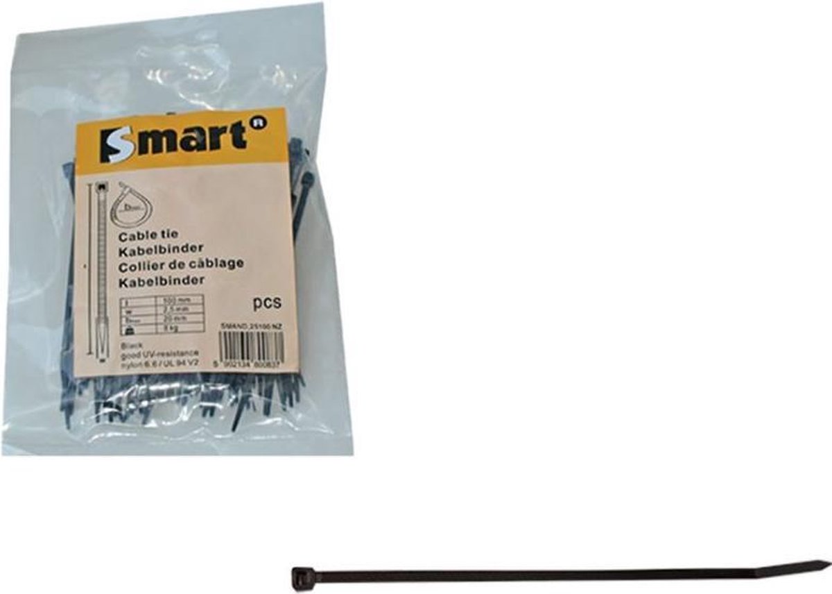 Nylon kabelbandjes Smart 7,60 x 370mm zwart