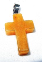 Oranje Calciet Kruis Hanger aan ketting