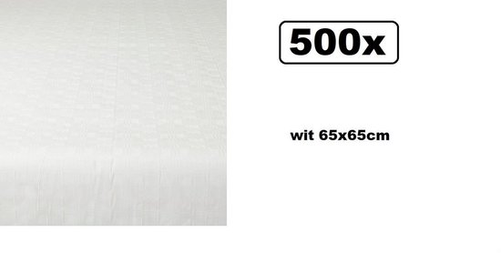 Wit damasten laken met ruitpatroon, 65x65cm.