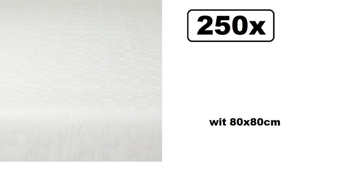 250x Damastvellen wit 80x80cm - tafel aankleding tafeldekken eten food restaurant