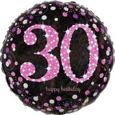Folie ballon Sparkling 30 zwart-roze