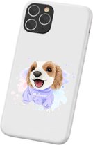 Apple Iphone 11 Pro Max Wit siliconen hoesje hondje #follower