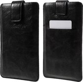 GadgetBay Universeel zwart lederen insteekhoesje voor iPhone - Max. 5 inch