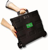 relaxdays boodschappentrolley - krat op wielen - 57 liter - opvouwbaar - trolley - zwart