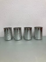 zilveren houders met lampjes - set van 4 stuks