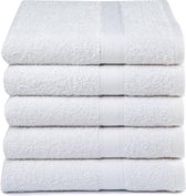 5x Zachte Katoen Handdoeken Wit | 50x100 | Vochtabsorberend En Soepel | Hoogwaardige Kwaliteit