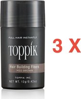 Toppik Hair Building Fibers (haargroei vezels) - 3 x 12gr - Middenbruin