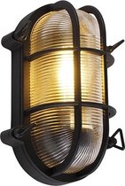 QAZQA nautica - Industriele Wandlamp voor buiten - 1 lichts - L 250 mm - Zwart - Industrieel - Buitenverlichting