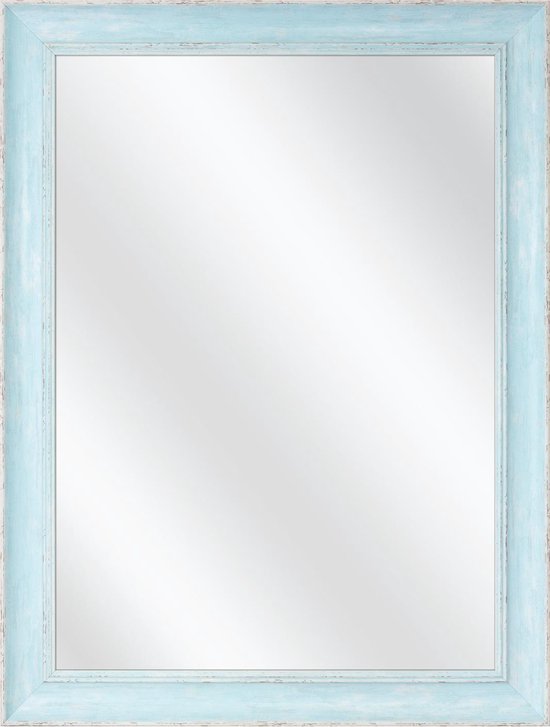 Spiegel met Lijst - Pastel Blauw - 51 x 51 cm - Sierlijk