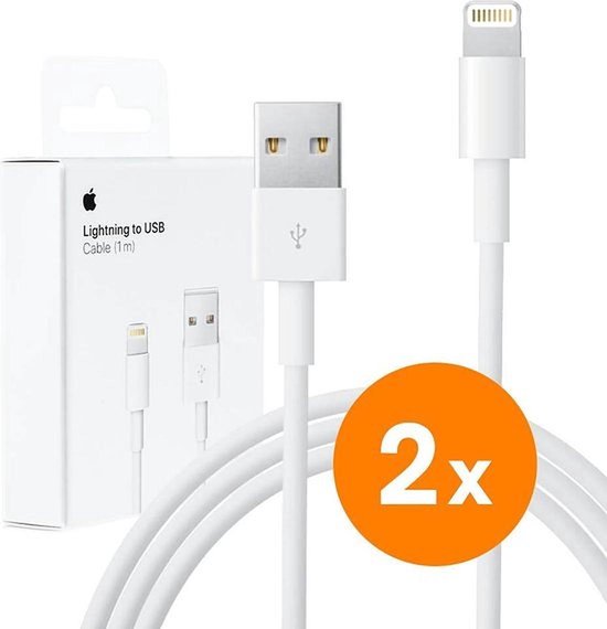 bol.com | 2x Iphone lader Lightning Original Iphone kabel naar USB voor  Oplader - 2 Meter...