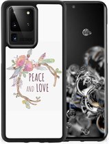 TPU Siliconen Hoesje Geschikt voor Samsung Galaxy S20 Ultra Telefoonhoesje met Zwarte rand Boho Text