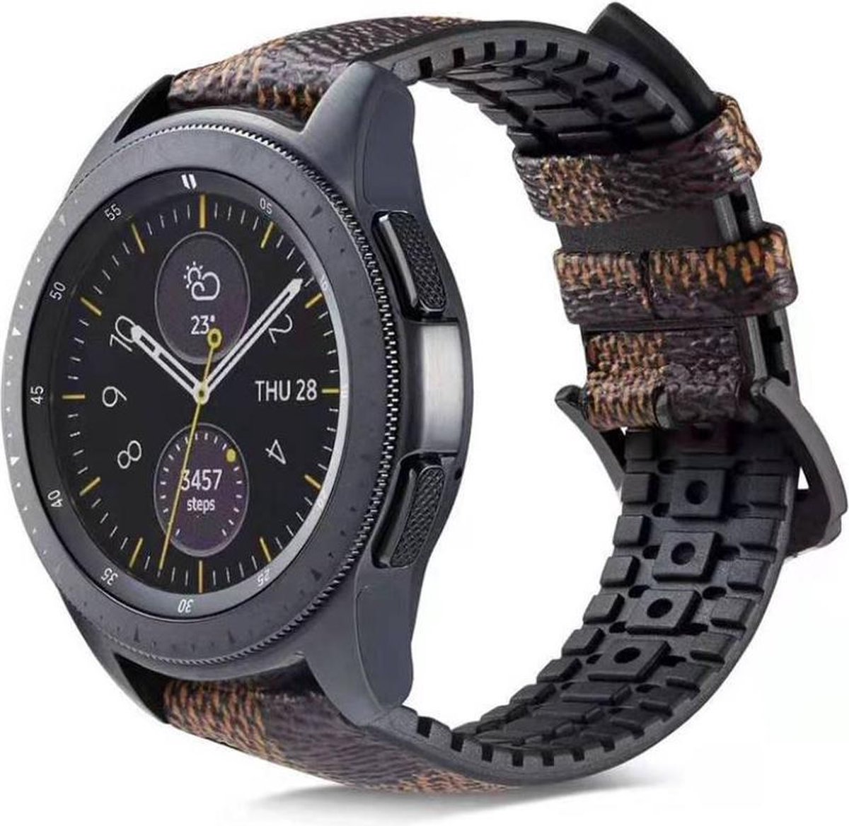 Fungus - Smartwatch bandje - Geschikt voor Samsung Galaxy Watch 3 45mm, Gear S3, Huawei Watch GT 2 46mm, Garmin Vivoactive 4, 22mm horlogebandje - PU leer - Kort - Donkerbruin