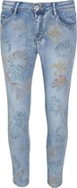 Cassis - Female - Slim jeans met tropische print  - Denim