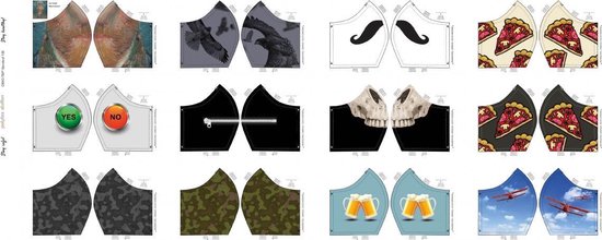 Katoenen stof voor mondkapjes | voorbedrukt paneel |12 mondkapjes om zelf  te naaien -... | bol.com