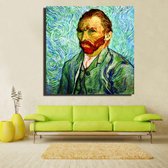 Allernieuwste Canvas Schilderij Vincent van Gogh - Zelfportret 1889 - Poster - Meesterwerk Reproductie - 60x60cm - Kleur
