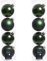 8x Donkergroene glazen kerstballen 10 cm - Mat/matte - Kerstboomversiering donkergroen